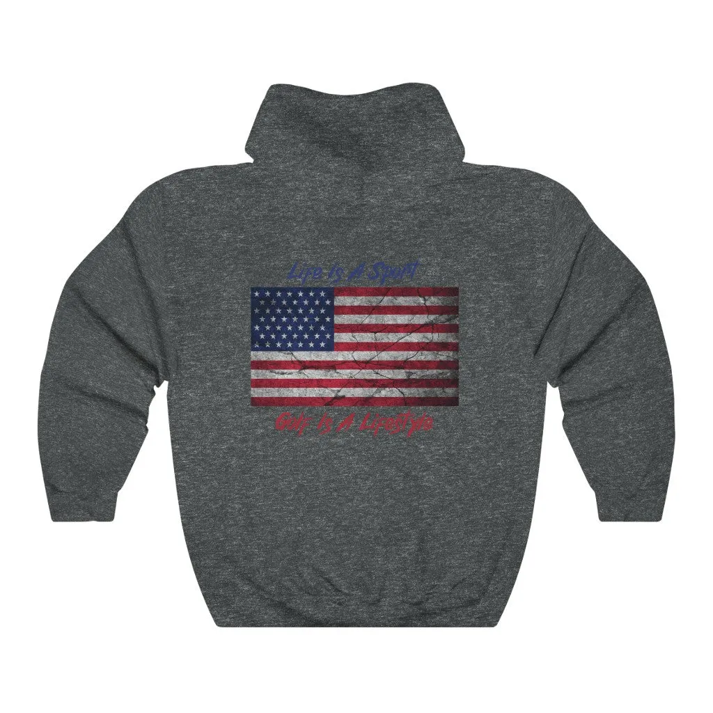 Golf Vintage American Flag 2-Sided Hoodie