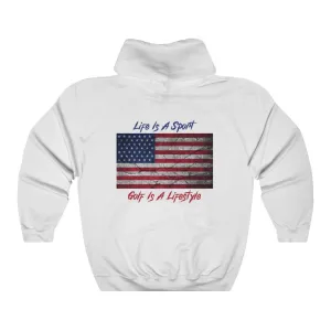 Golf Vintage American Flag 2-Sided Hoodie