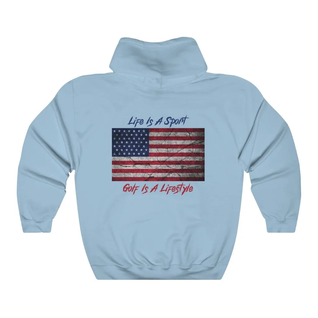 Golf Vintage American Flag 2-Sided Hoodie