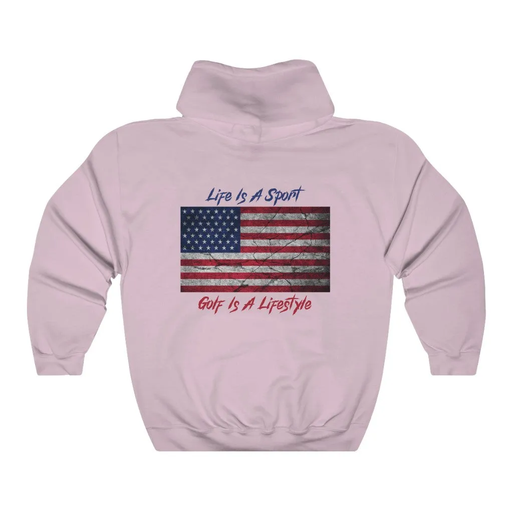 Golf Vintage American Flag 2-Sided Hoodie