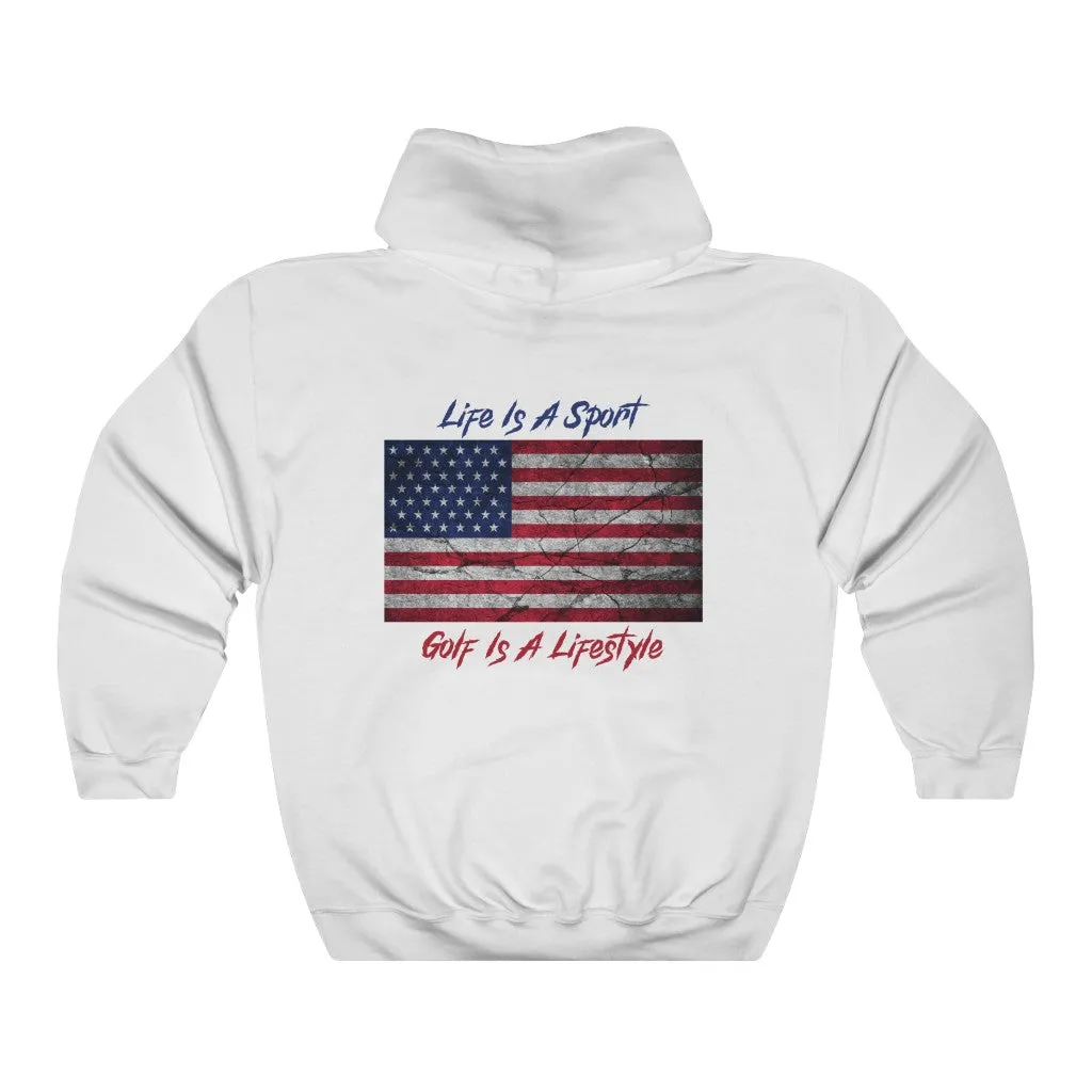 Golf Vintage American Flag 2-Sided Hoodie