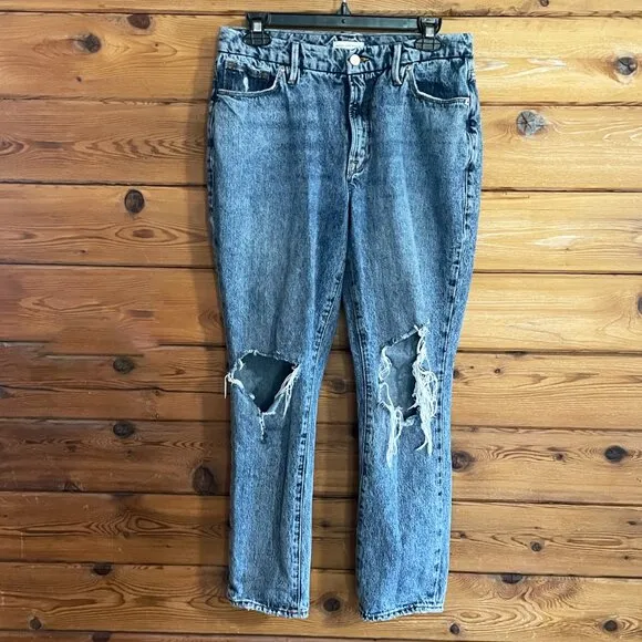 Good American Jeans Good Classic Distressed Icon Indigo Size 8/29