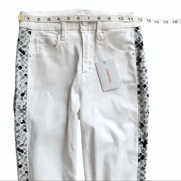 GOOD AMERICAN High Waist Snake Stripe Tux Jeans!