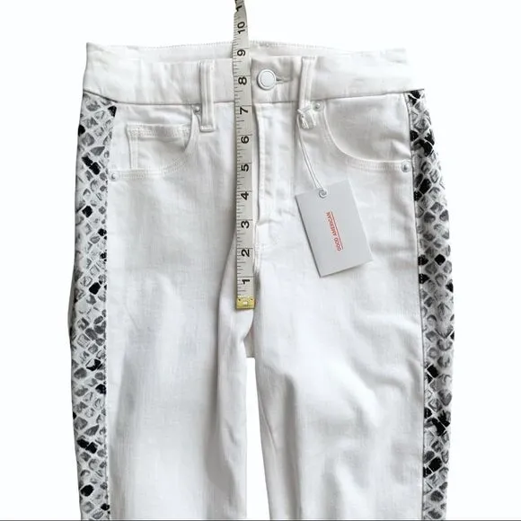 GOOD AMERICAN High Waist Snake Stripe Tux Jeans!