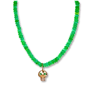Green Opal Skull Necklace