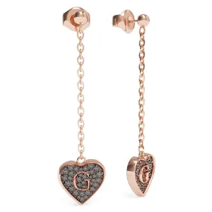 Guess Rose & Black Crystal Drop Earrings