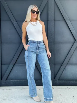 Habitual Side Panel Barrel Leg Jean In Sky
