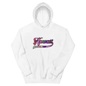 Hawaii Script ~ Floral with Black Border *ADULT HOODIE*
