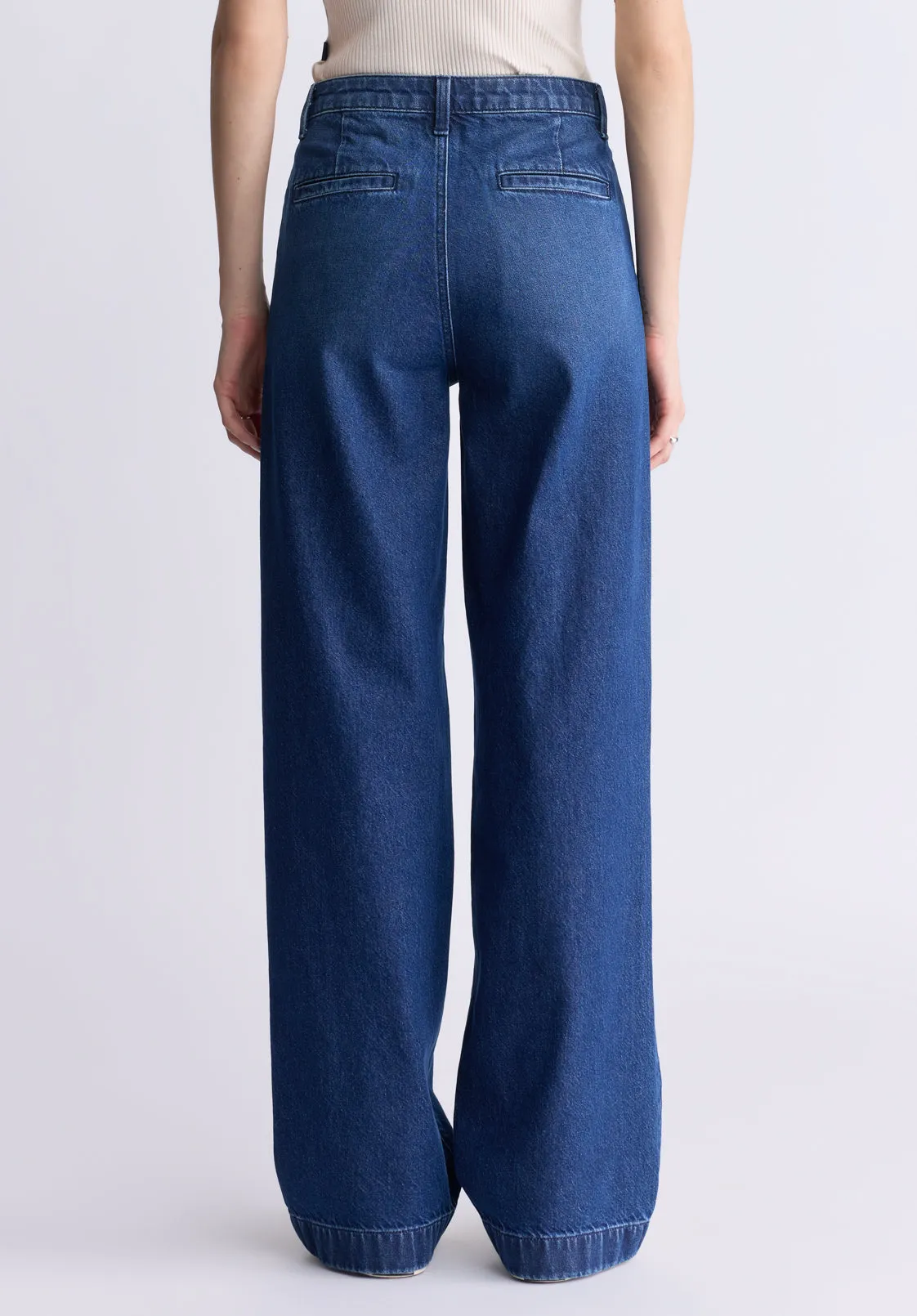 High Rise Wide Leg Addie Women's Jeans, Contrasting Indigo - BL16002