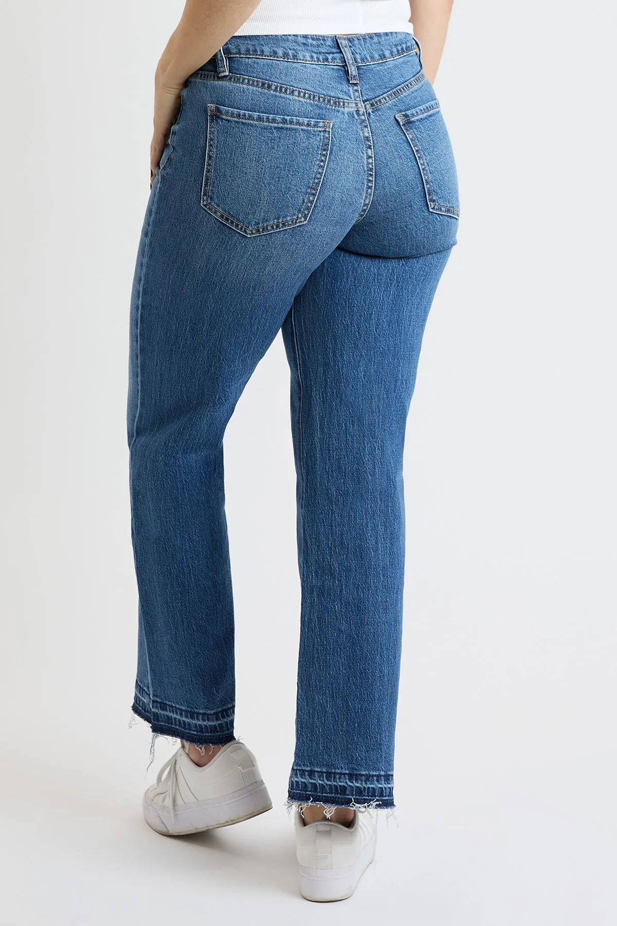 High Rise Wide Leg Jeans with Raw Hem, Pack of 8