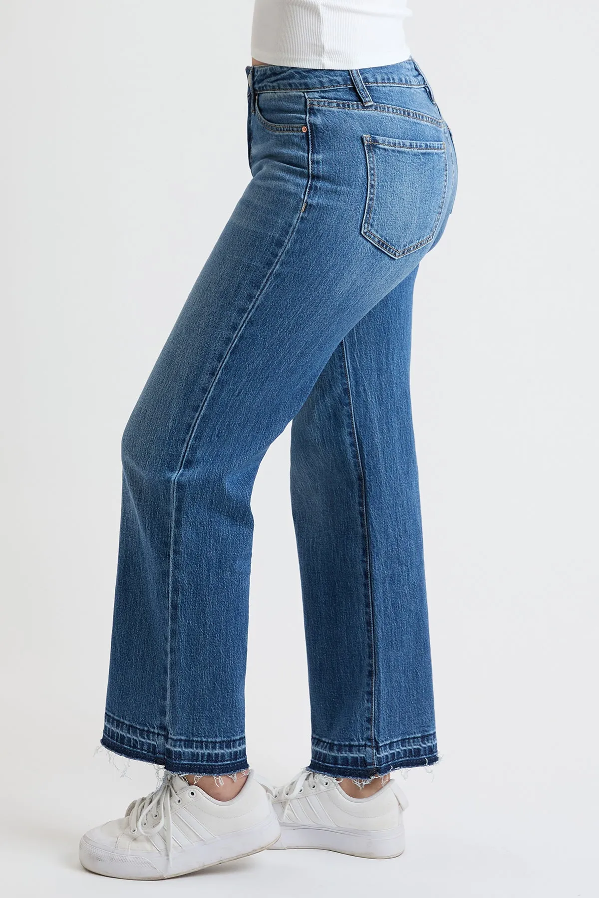 High Rise Wide Leg Jeans with Raw Hem, Pack of 8