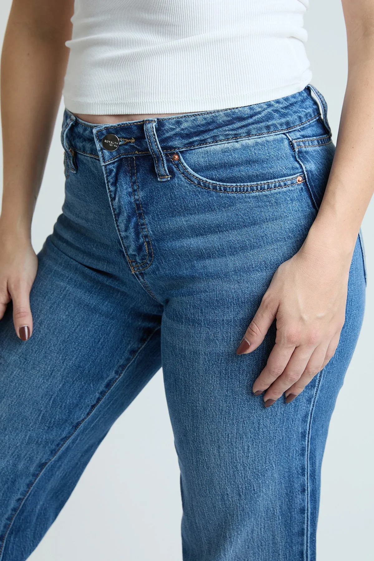 High Rise Wide Leg Jeans with Raw Hem, Pack of 8