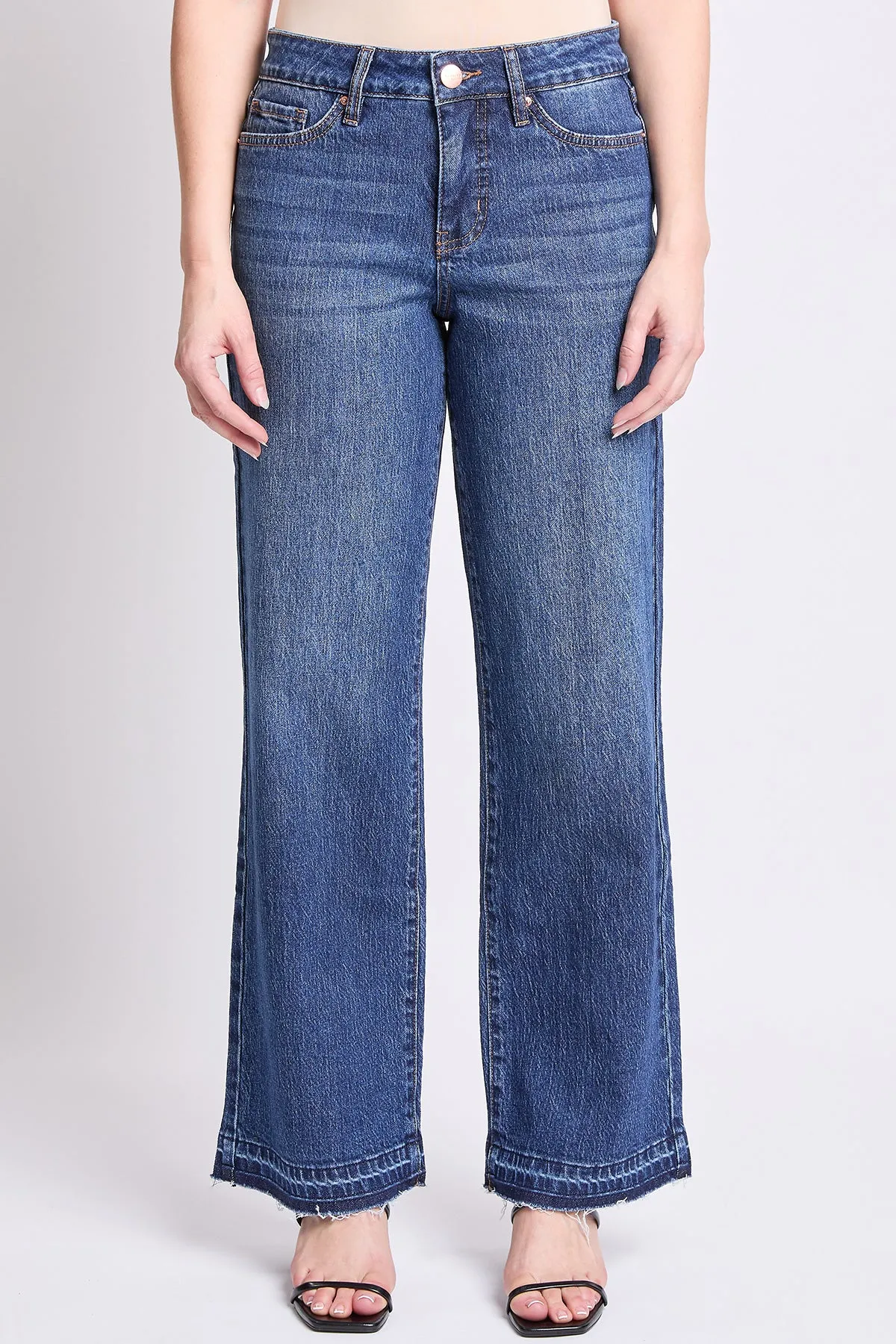High Rise Wide Leg Jeans with Raw Hem, Pack of 8