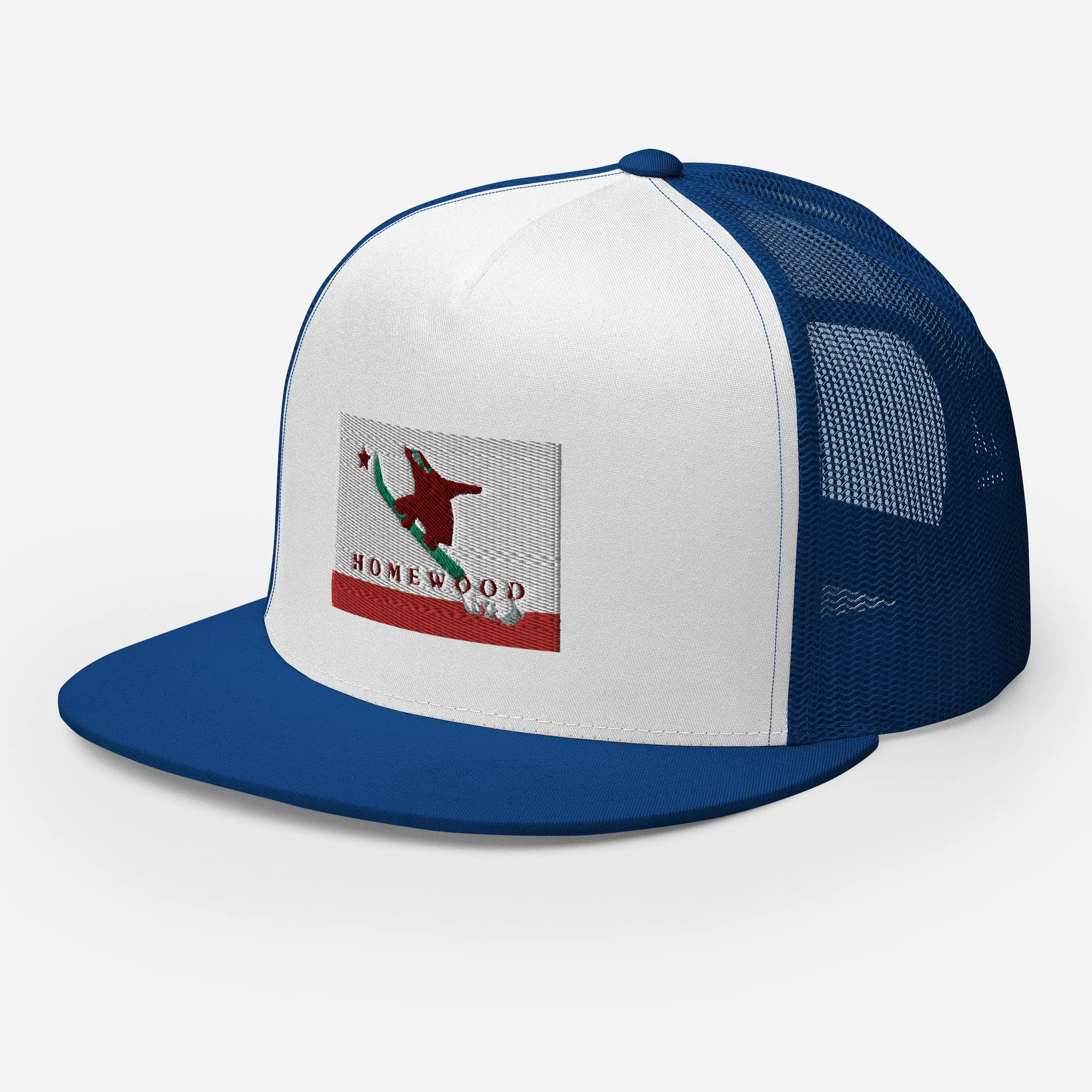 Homewood CA Flag Snowboard Trucker Cap