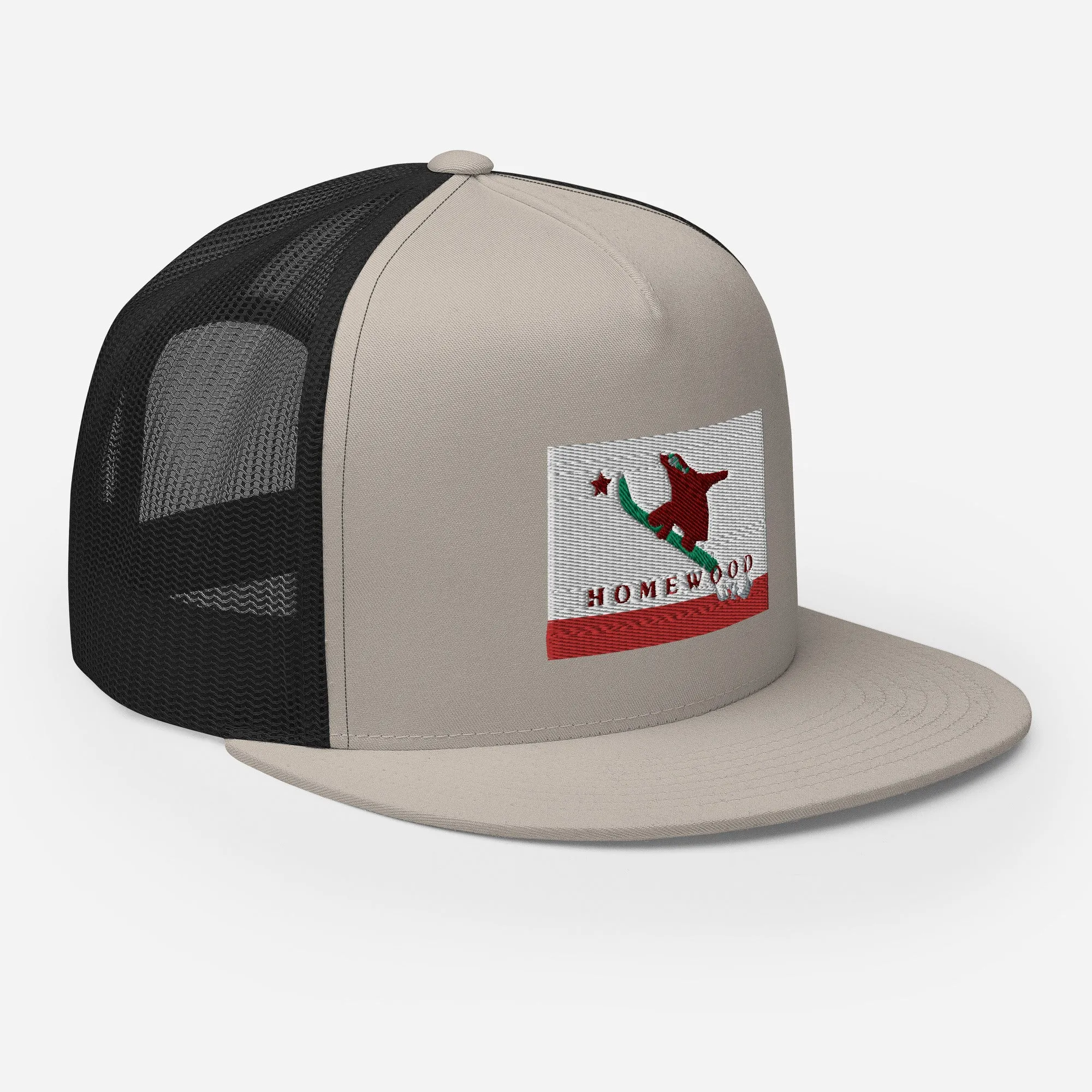 Homewood CA Flag Snowboard Trucker Cap