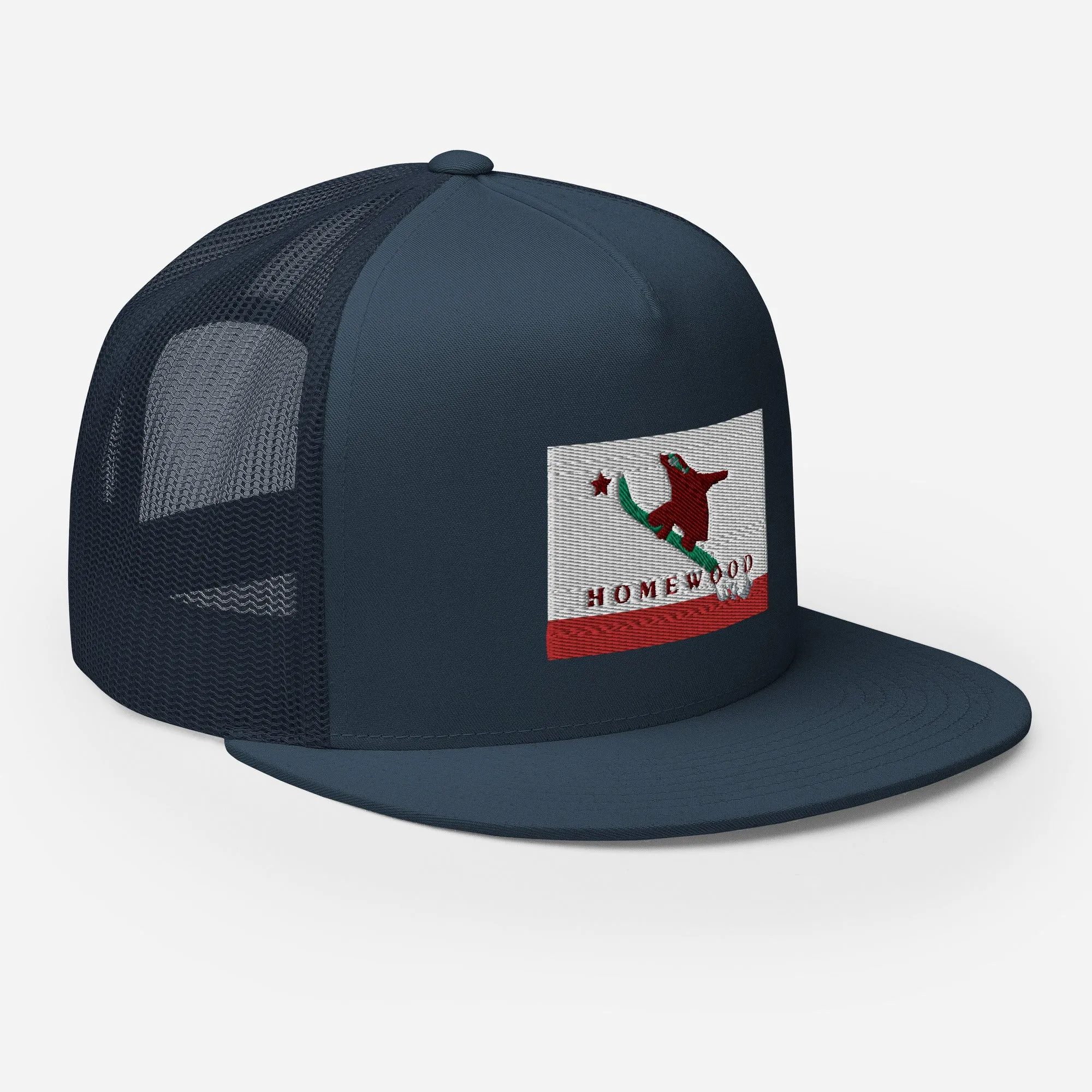 Homewood CA Flag Snowboard Trucker Cap