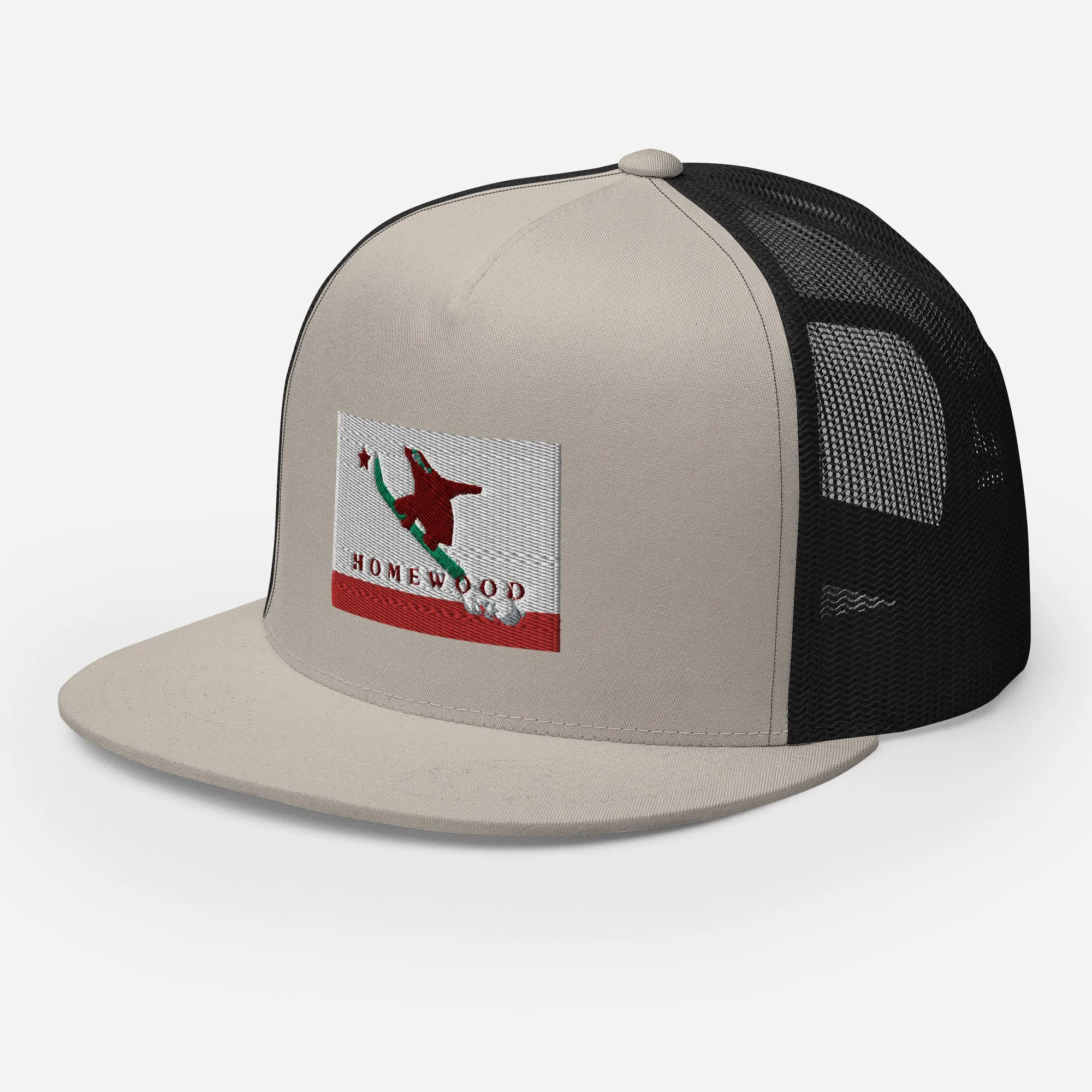 Homewood CA Flag Snowboard Trucker Cap