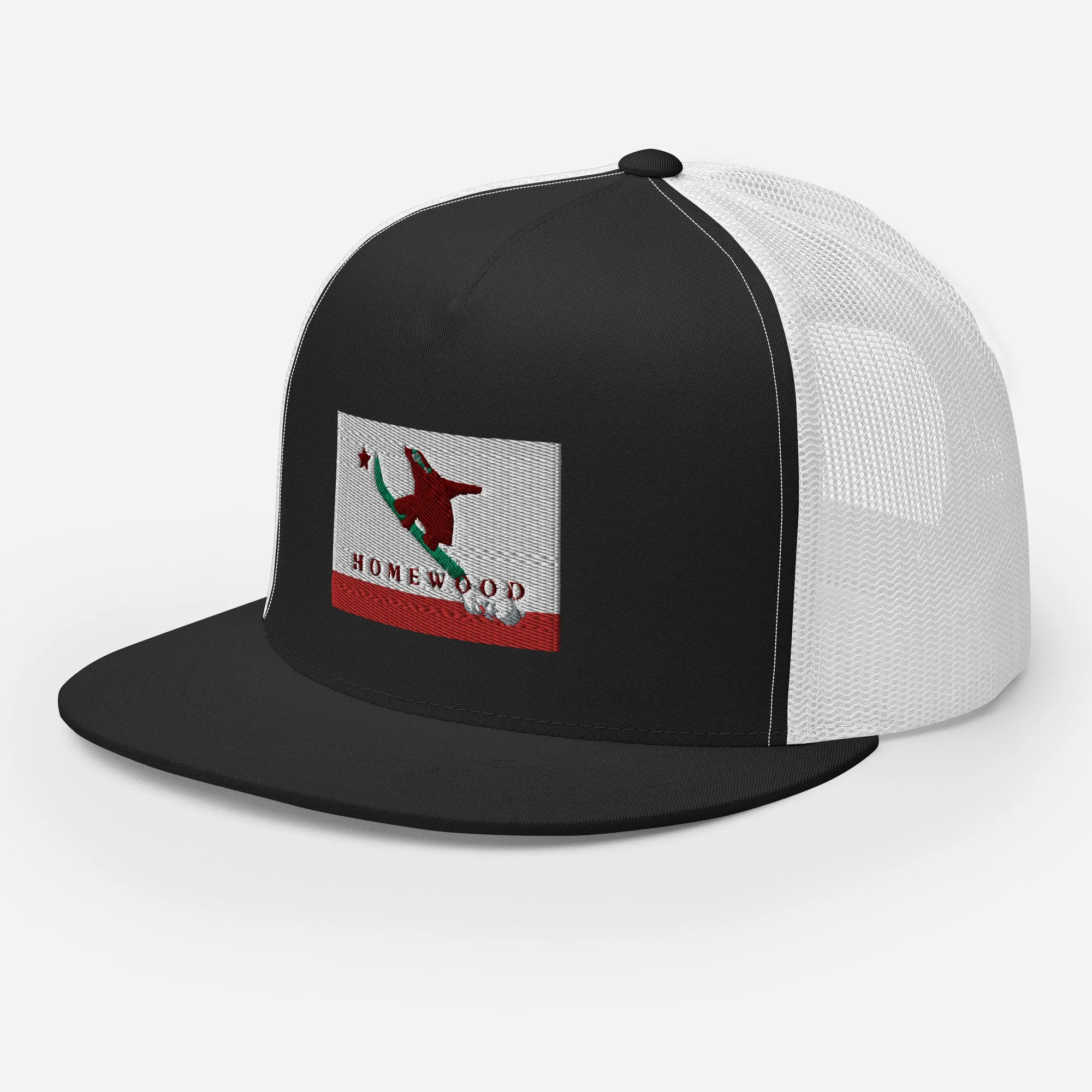 Homewood CA Flag Snowboard Trucker Cap