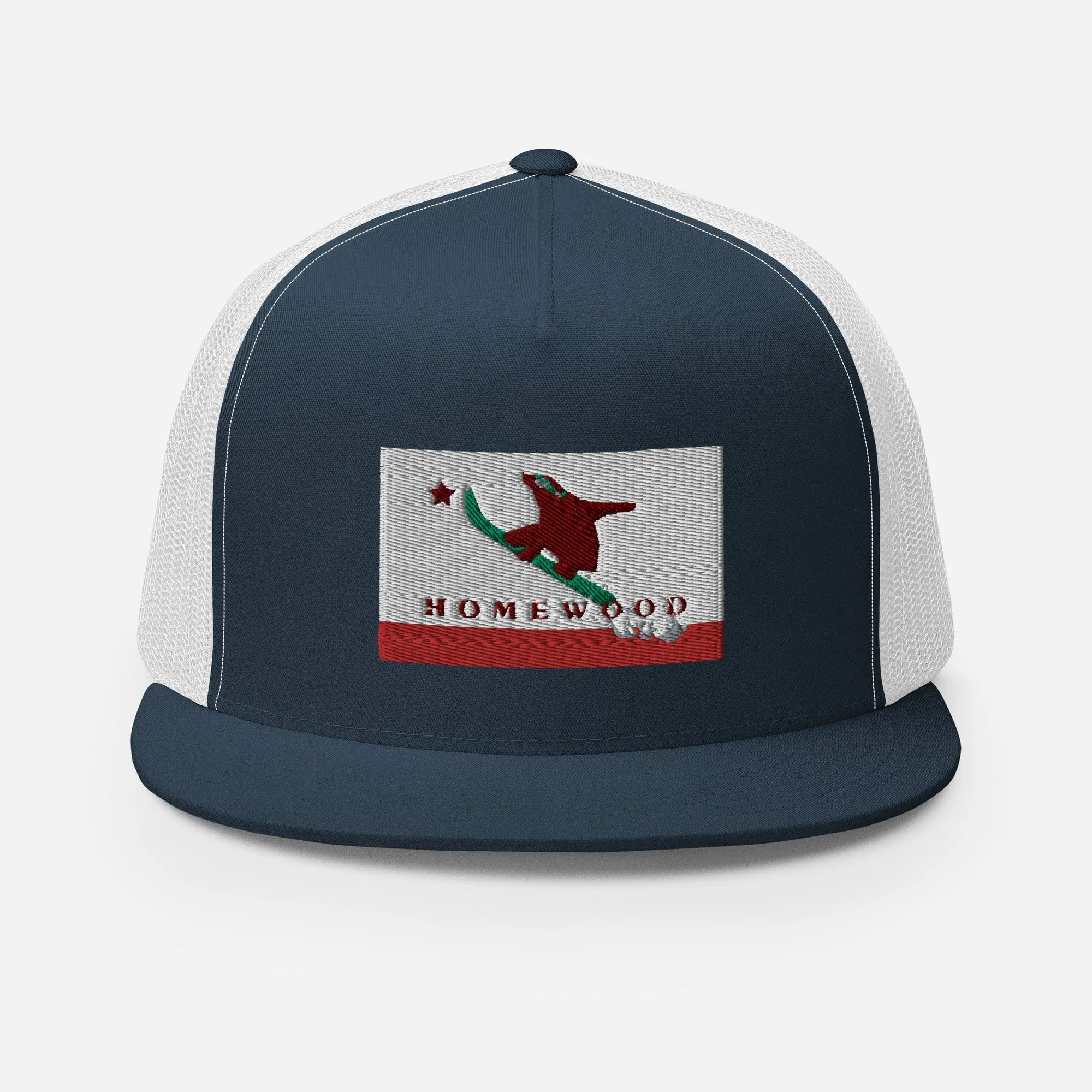 Homewood CA Flag Snowboard Trucker Cap