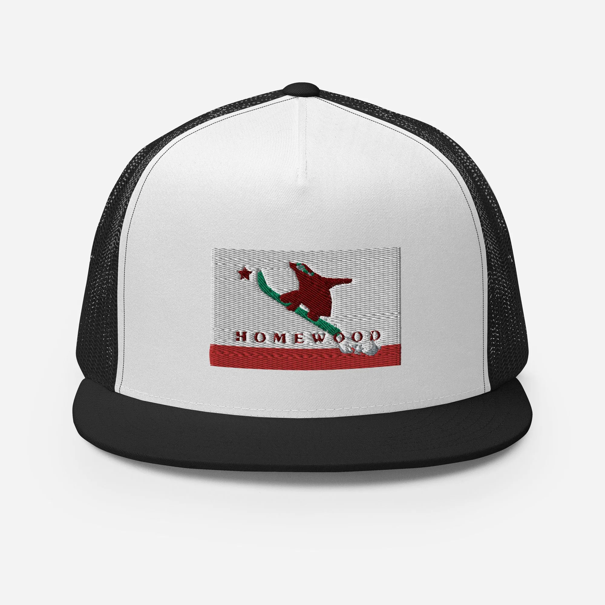 Homewood CA Flag Snowboard Trucker Cap