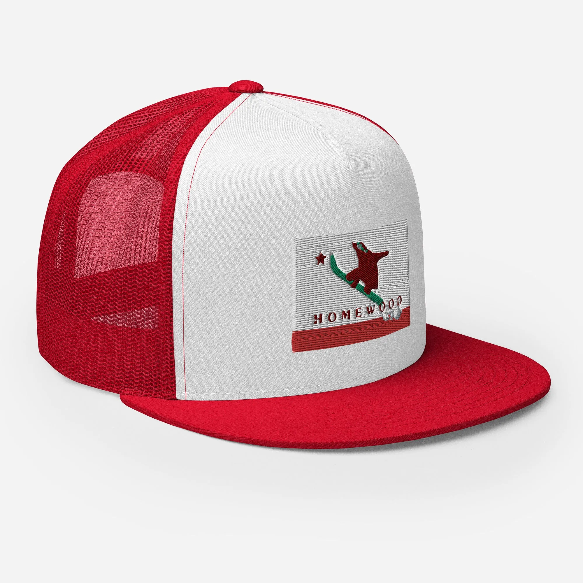 Homewood CA Flag Snowboard Trucker Cap