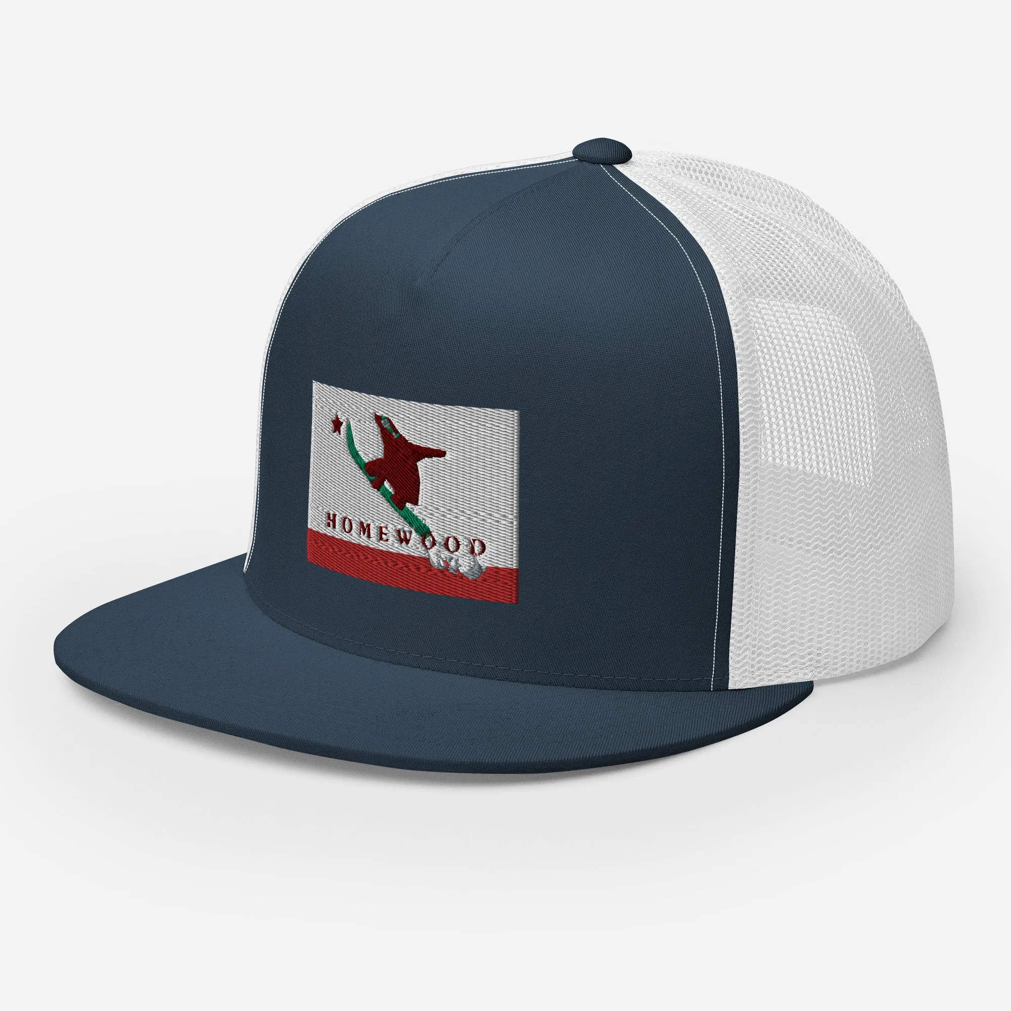 Homewood CA Flag Snowboard Trucker Cap