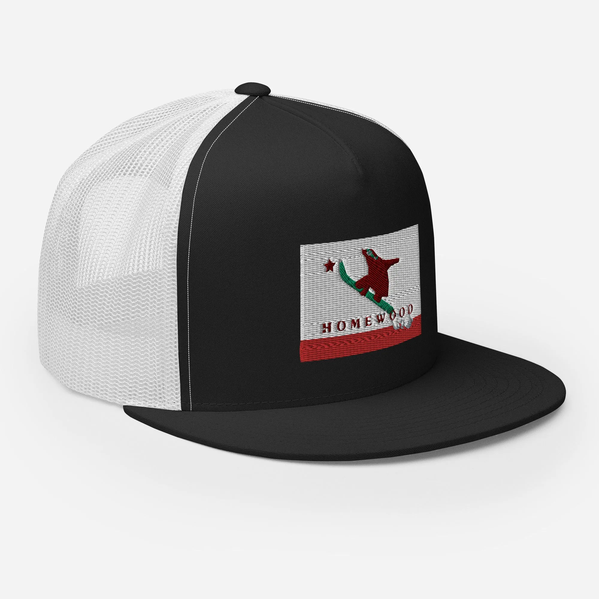 Homewood CA Flag Snowboard Trucker Cap