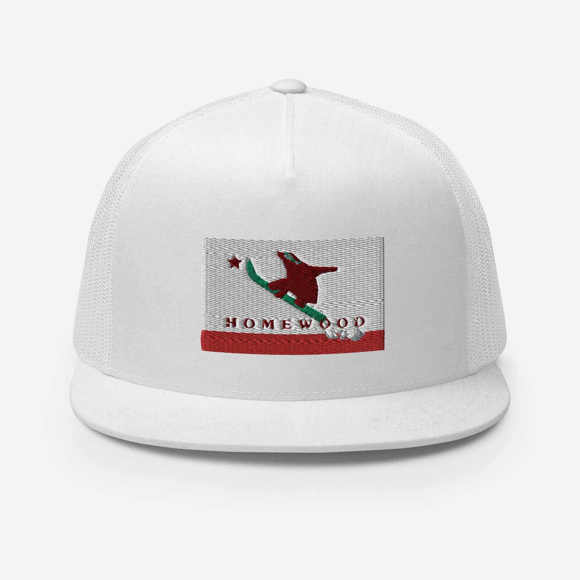 Homewood CA Flag Snowboard Trucker Cap