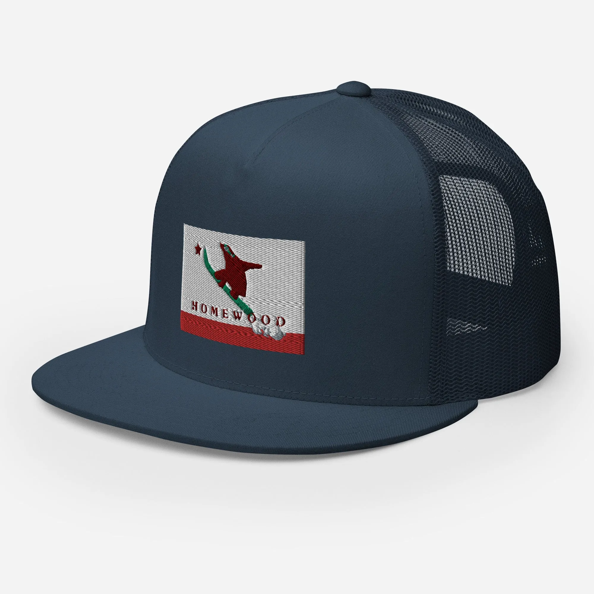 Homewood CA Flag Snowboard Trucker Cap