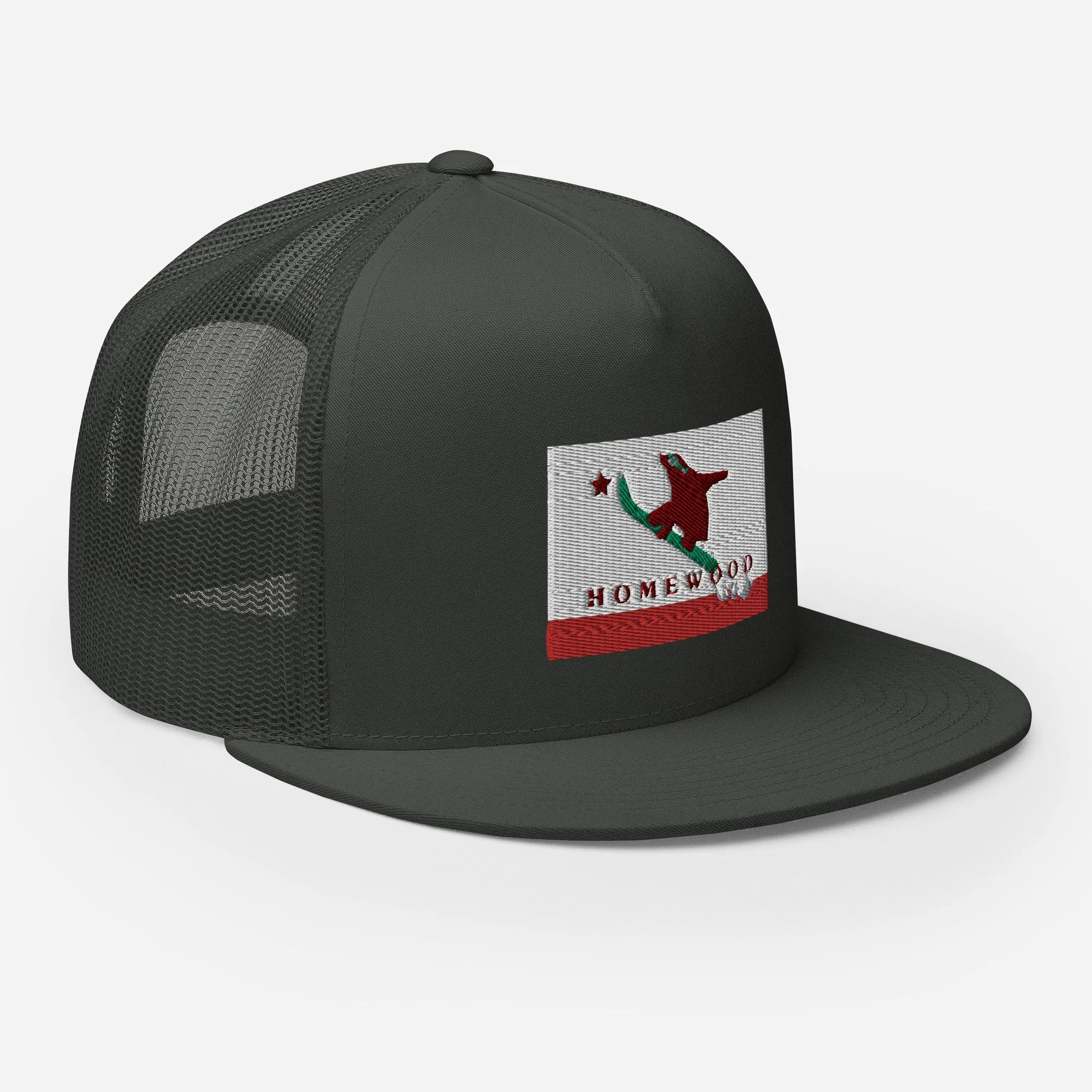 Homewood CA Flag Snowboard Trucker Cap
