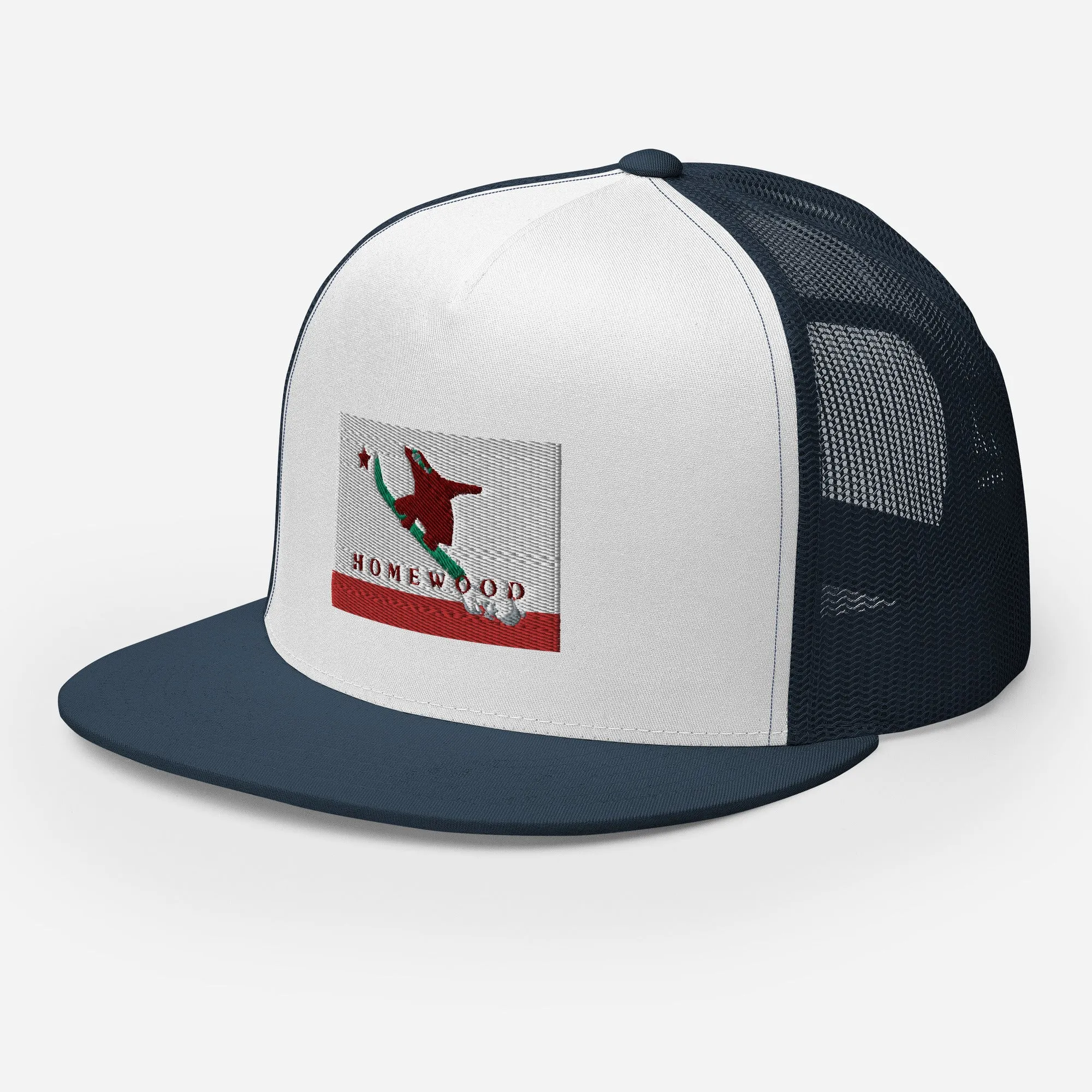 Homewood CA Flag Snowboard Trucker Cap
