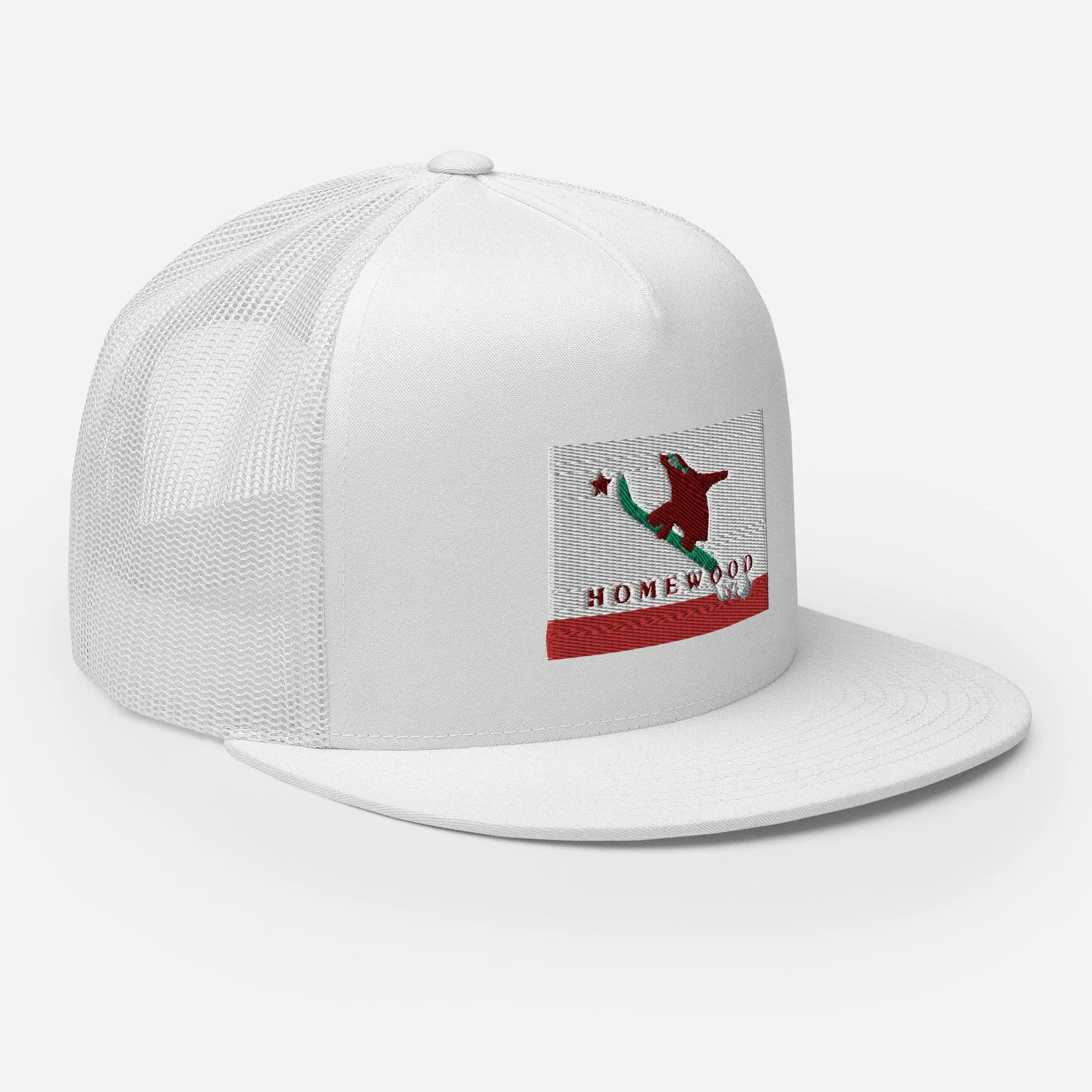 Homewood CA Flag Snowboard Trucker Cap