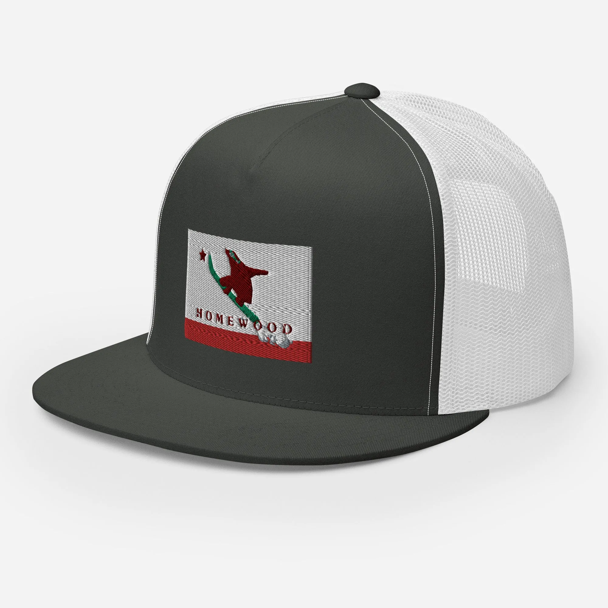 Homewood CA Flag Snowboard Trucker Cap