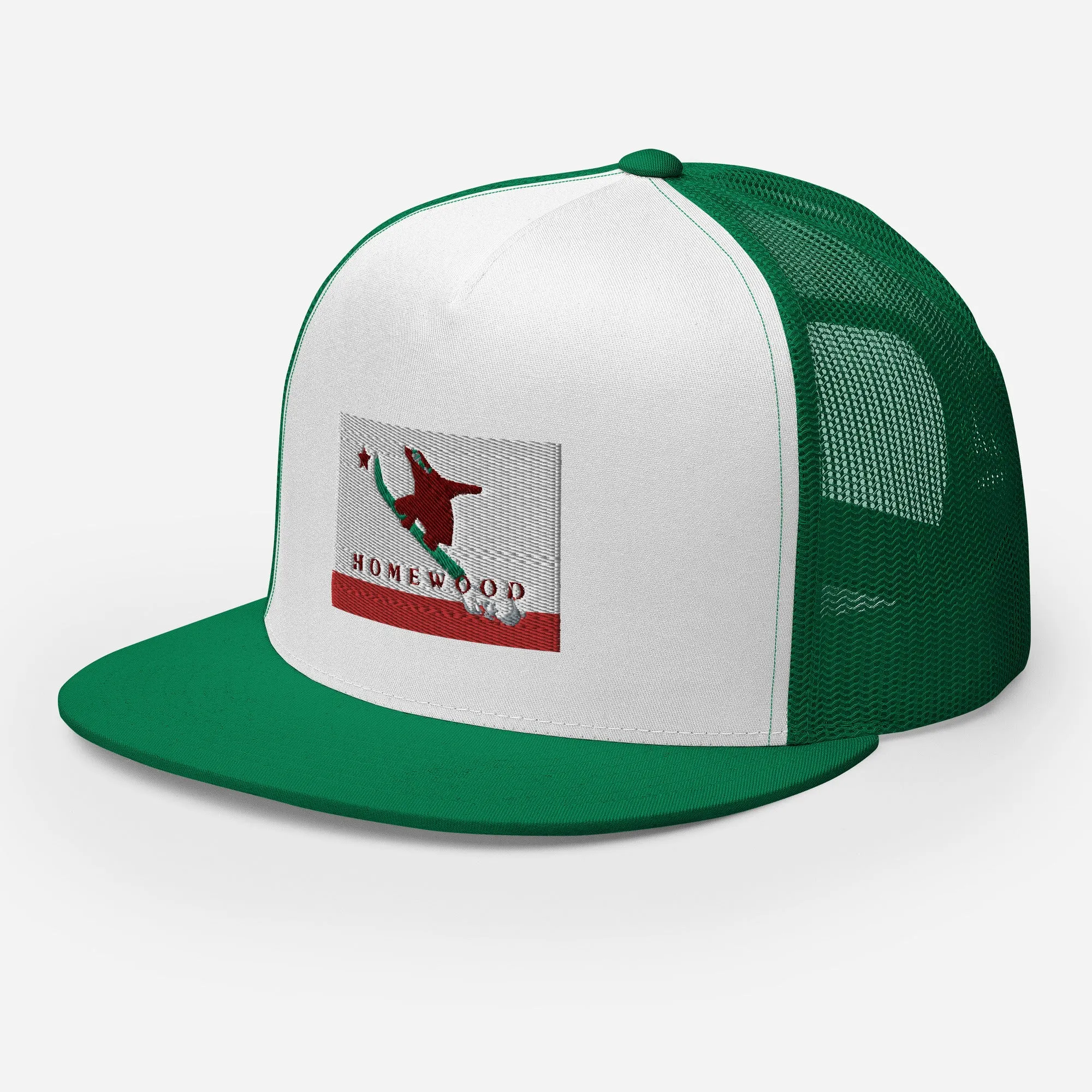 Homewood CA Flag Snowboard Trucker Cap
