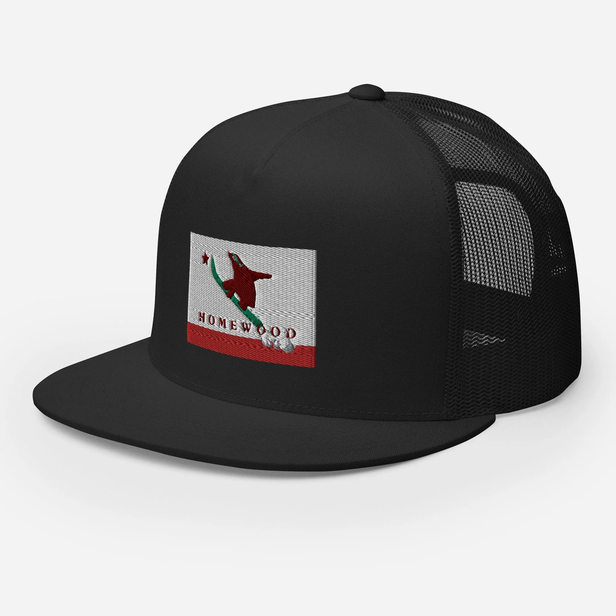 Homewood CA Flag Snowboard Trucker Cap