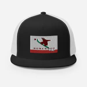Homewood CA Flag Snowboard Trucker Cap