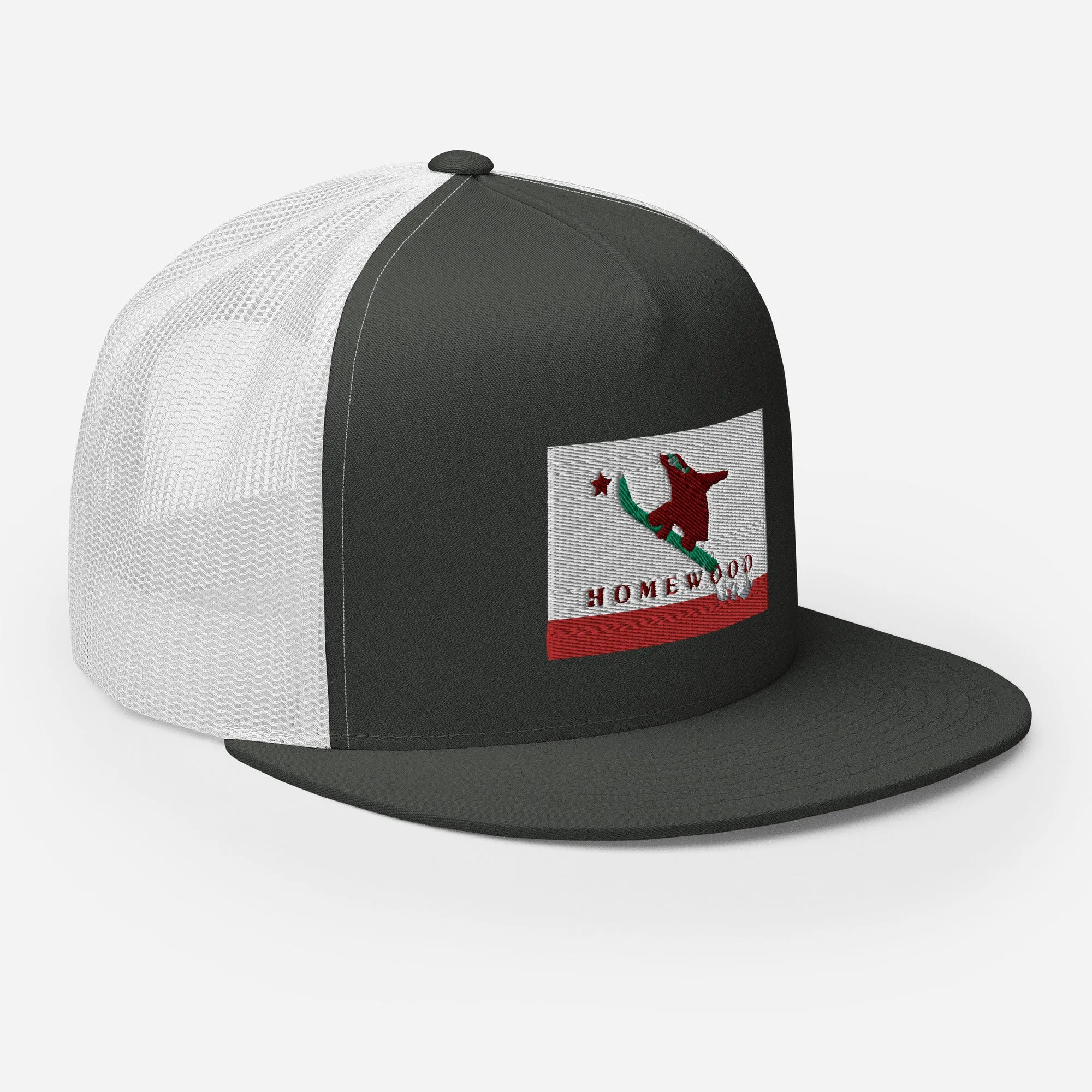 Homewood CA Flag Snowboard Trucker Cap