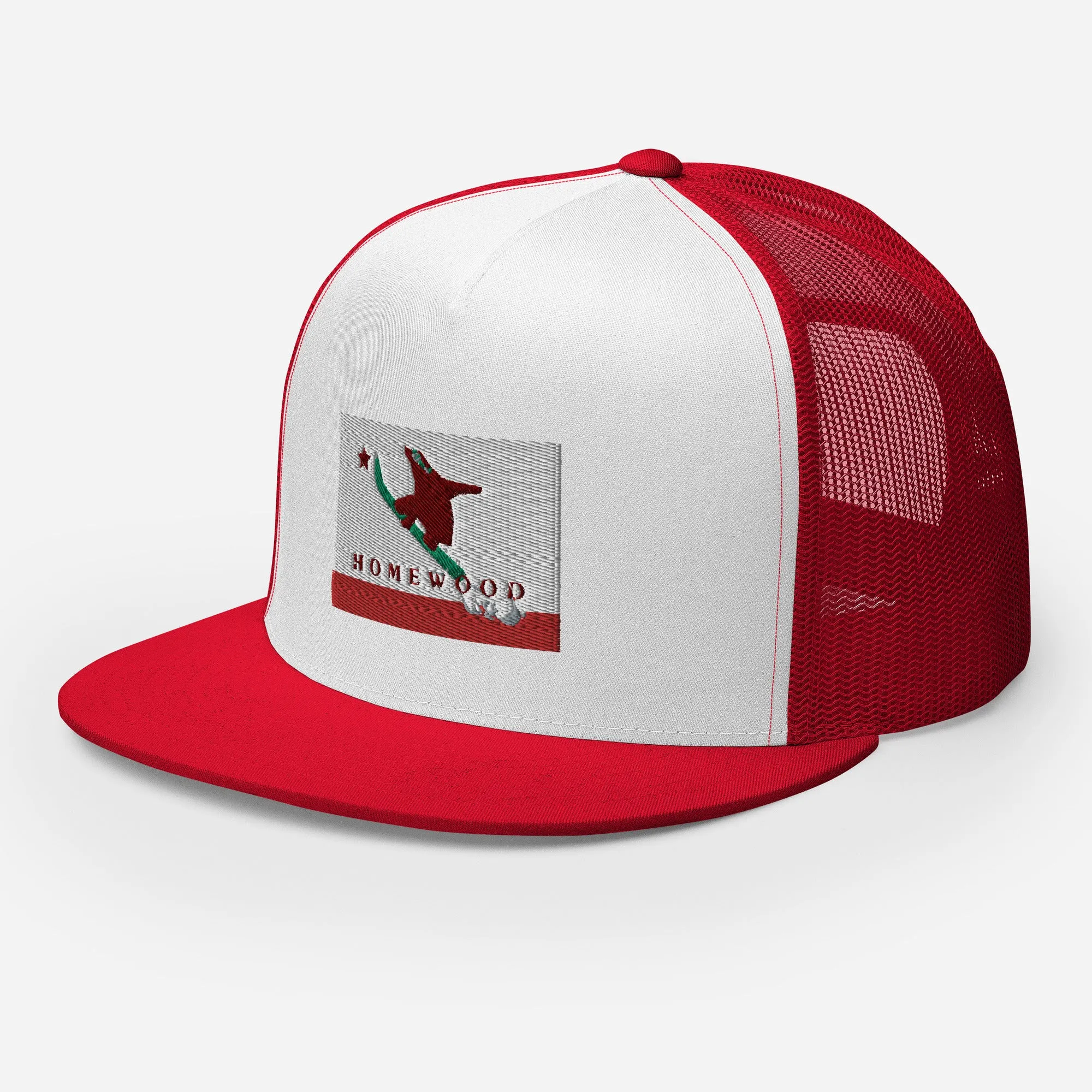 Homewood CA Flag Snowboard Trucker Cap