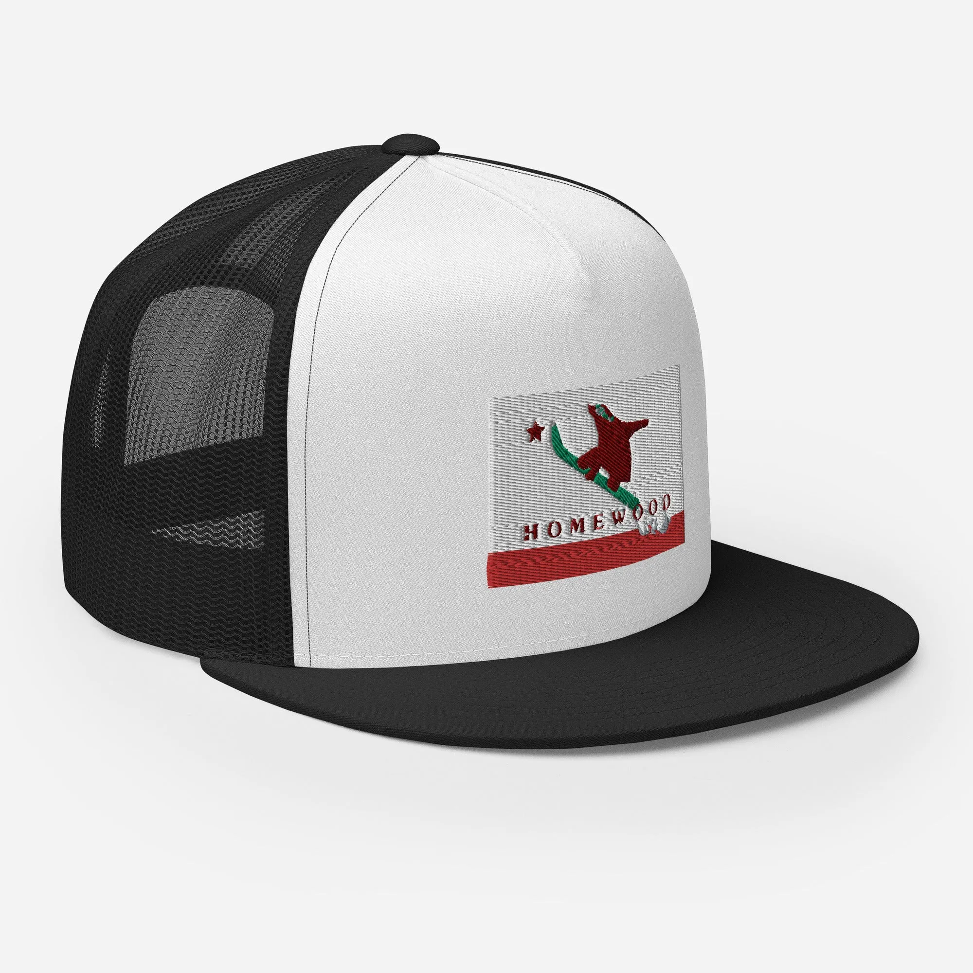 Homewood CA Flag Snowboard Trucker Cap
