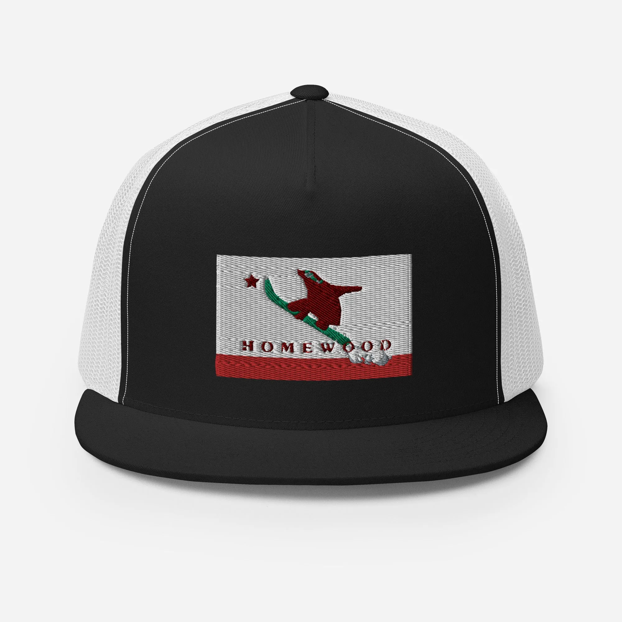Homewood CA Flag Snowboard Trucker Cap