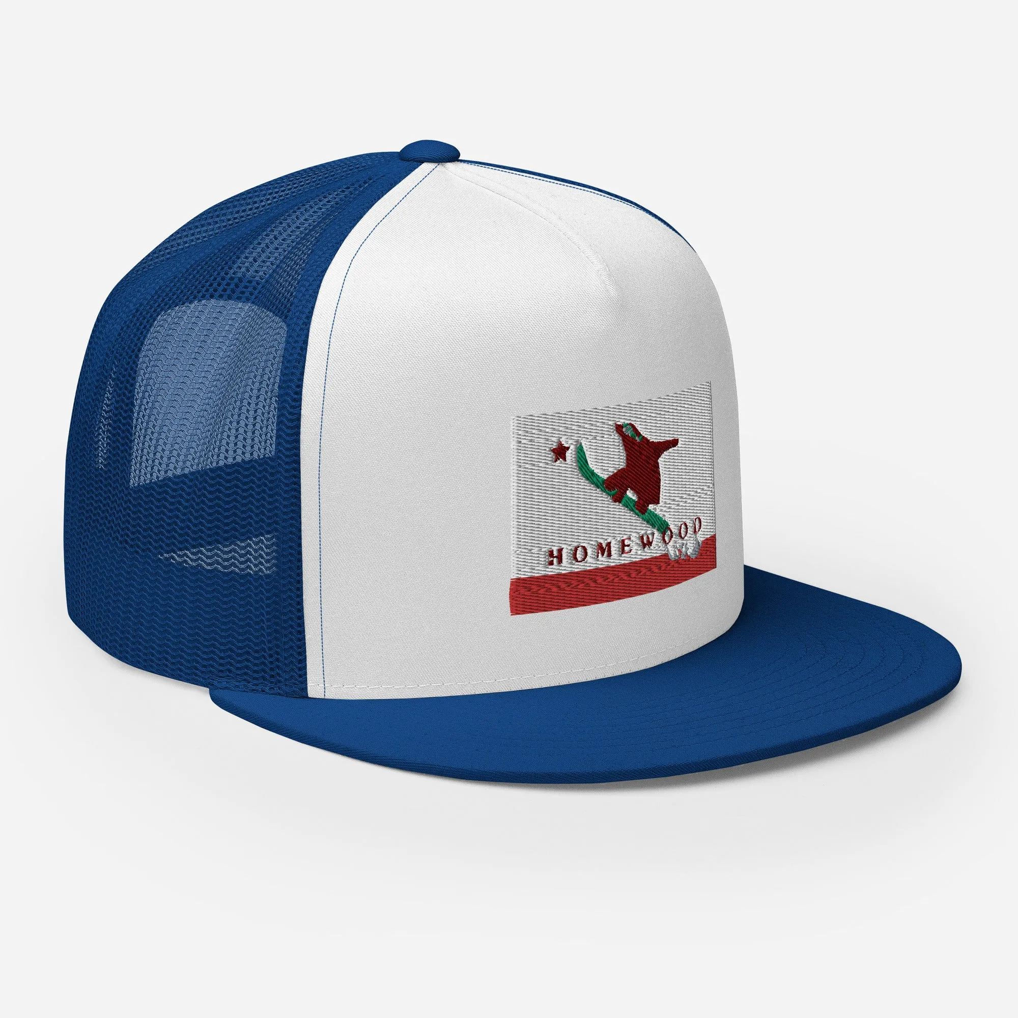Homewood CA Flag Snowboard Trucker Cap