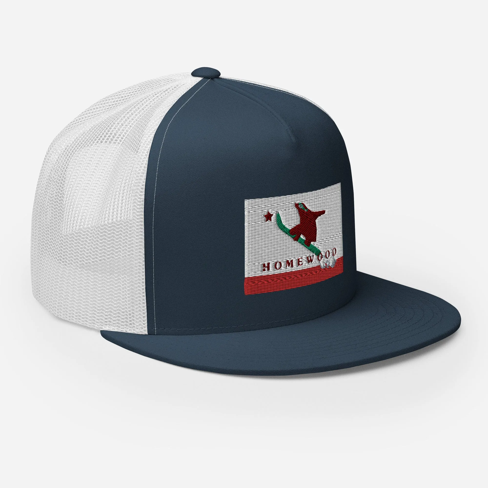Homewood CA Flag Snowboard Trucker Cap