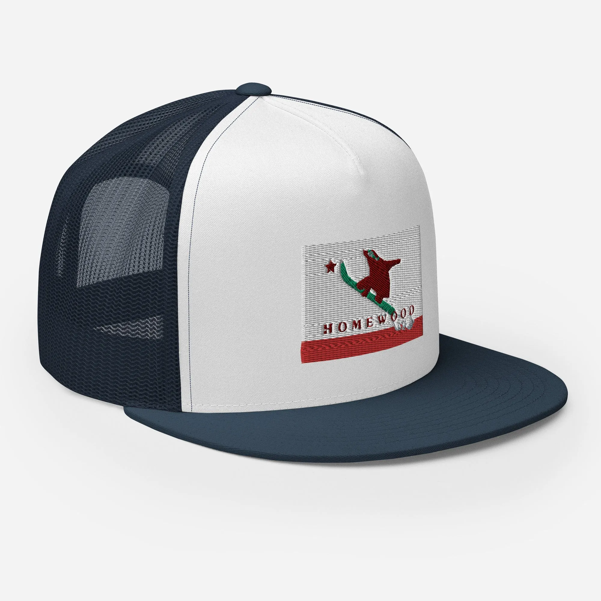 Homewood CA Flag Snowboard Trucker Cap