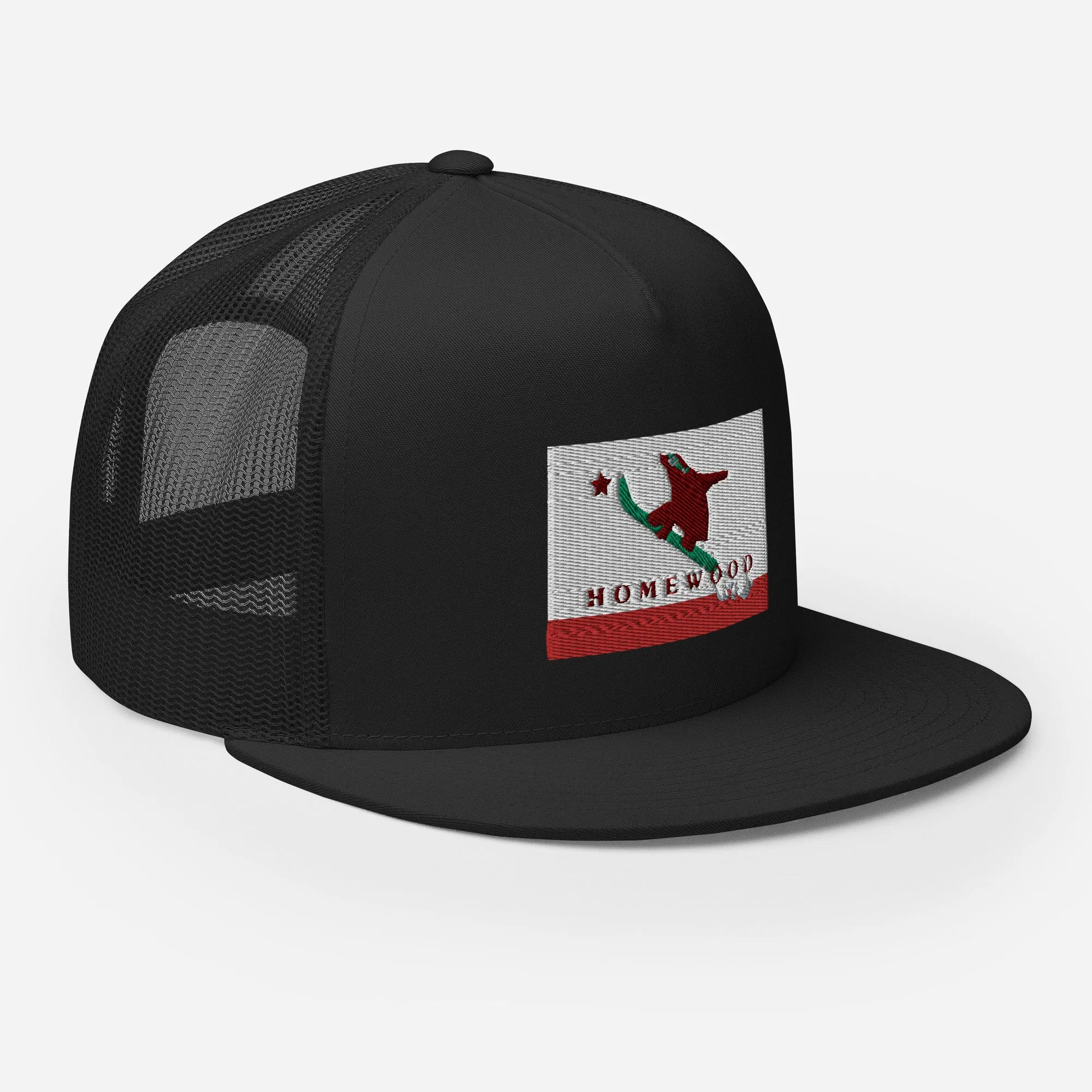 Homewood CA Flag Snowboard Trucker Cap