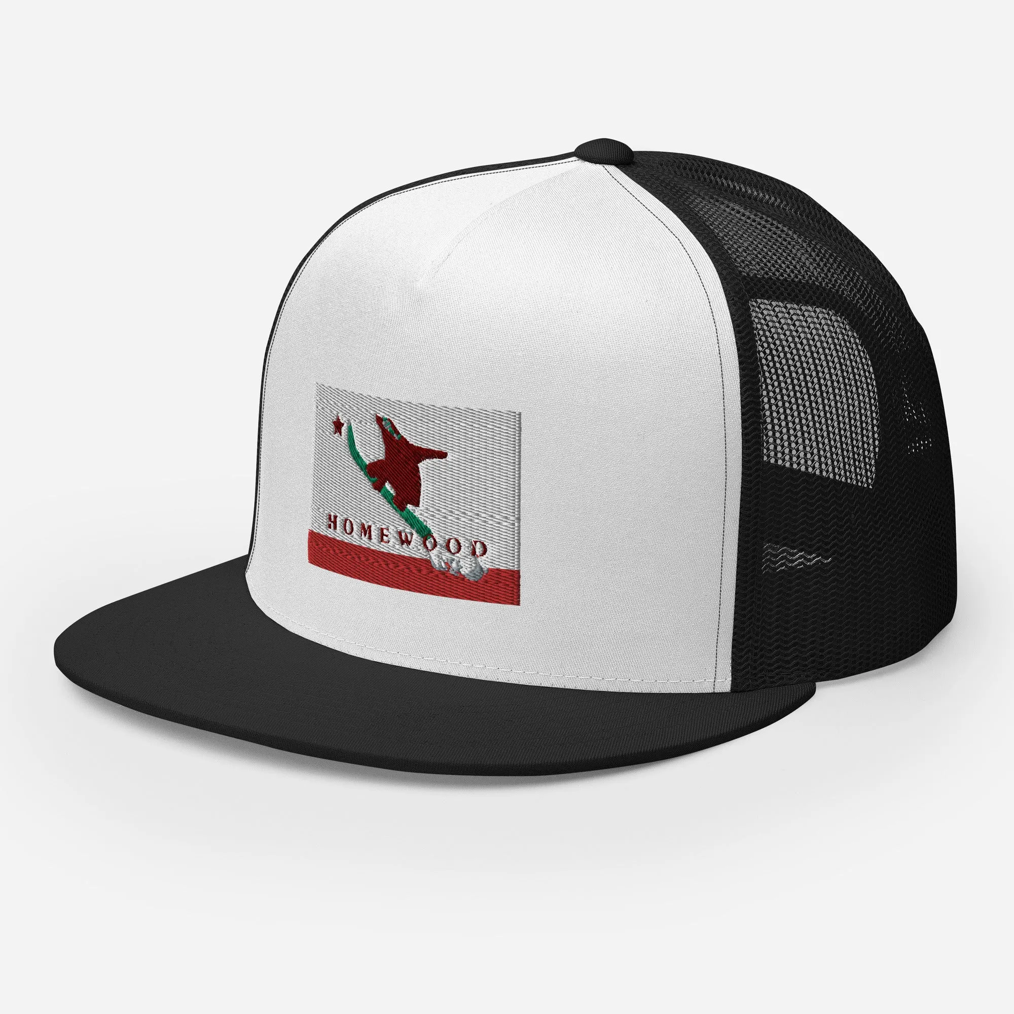 Homewood CA Flag Snowboard Trucker Cap