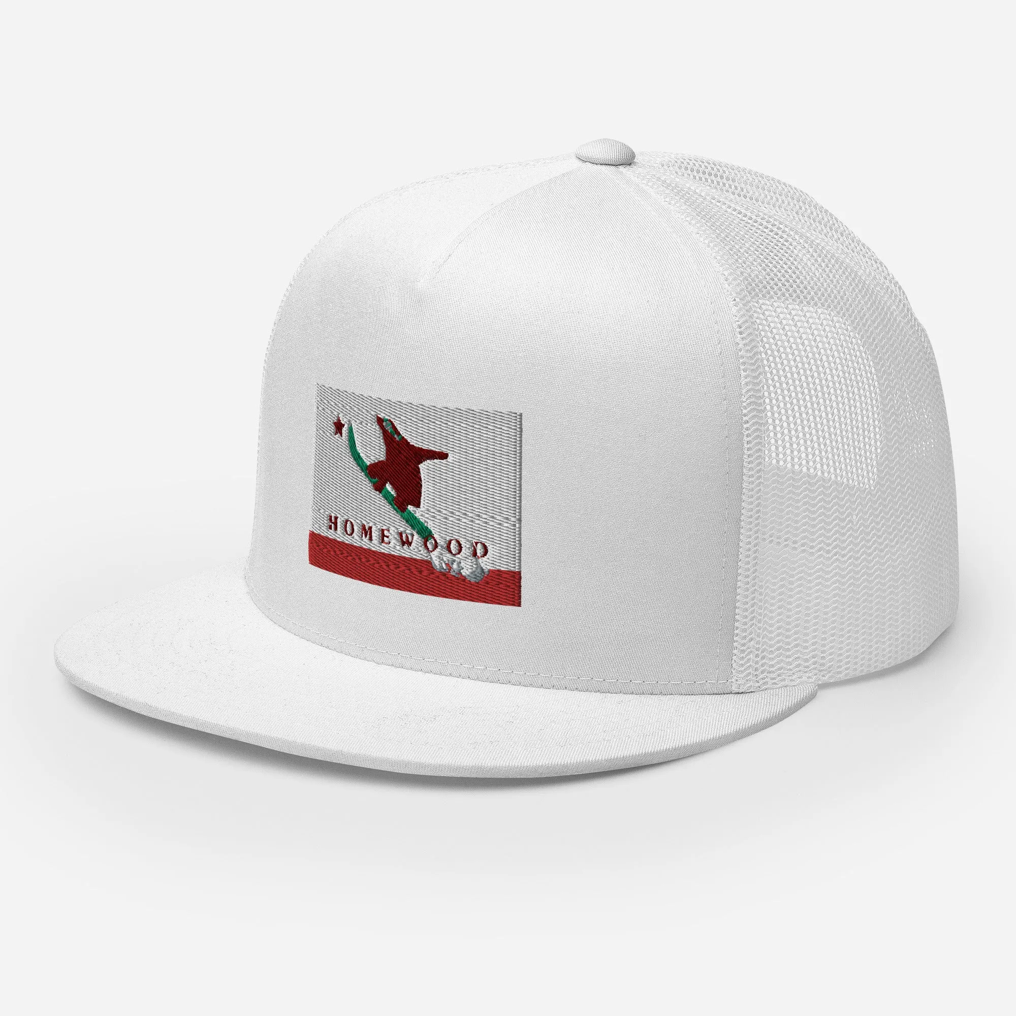 Homewood CA Flag Snowboard Trucker Cap