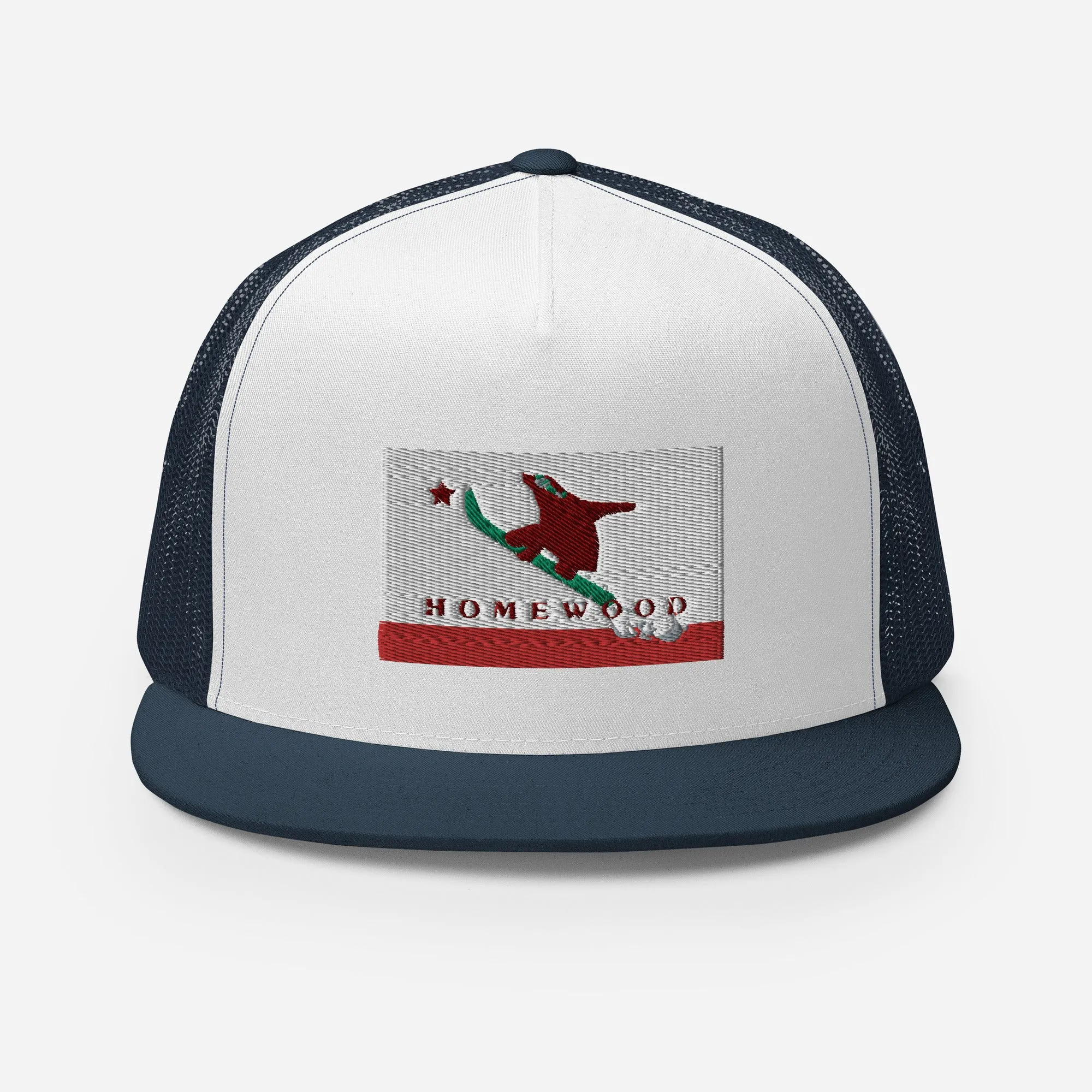 Homewood CA Flag Snowboard Trucker Cap