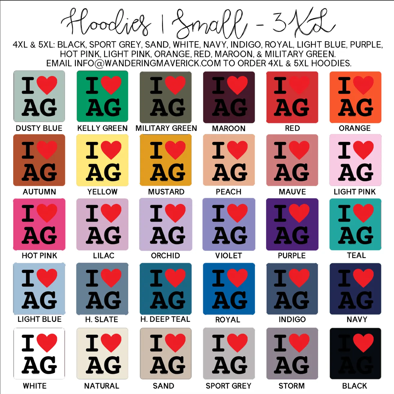 I Heart Ag Hoodie (S-3XL) Unisex - Multiple Colors!