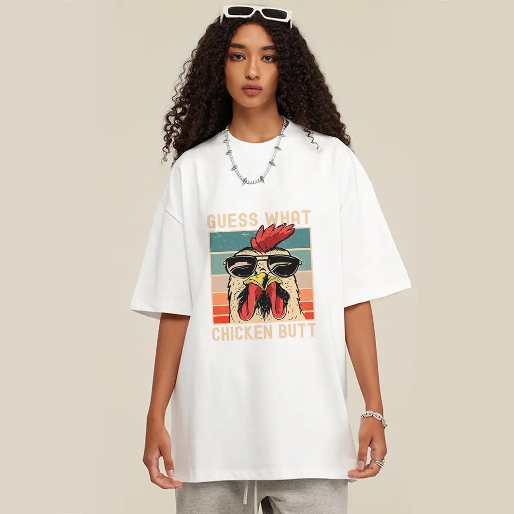 Indifferent Rooster Print T-shirt