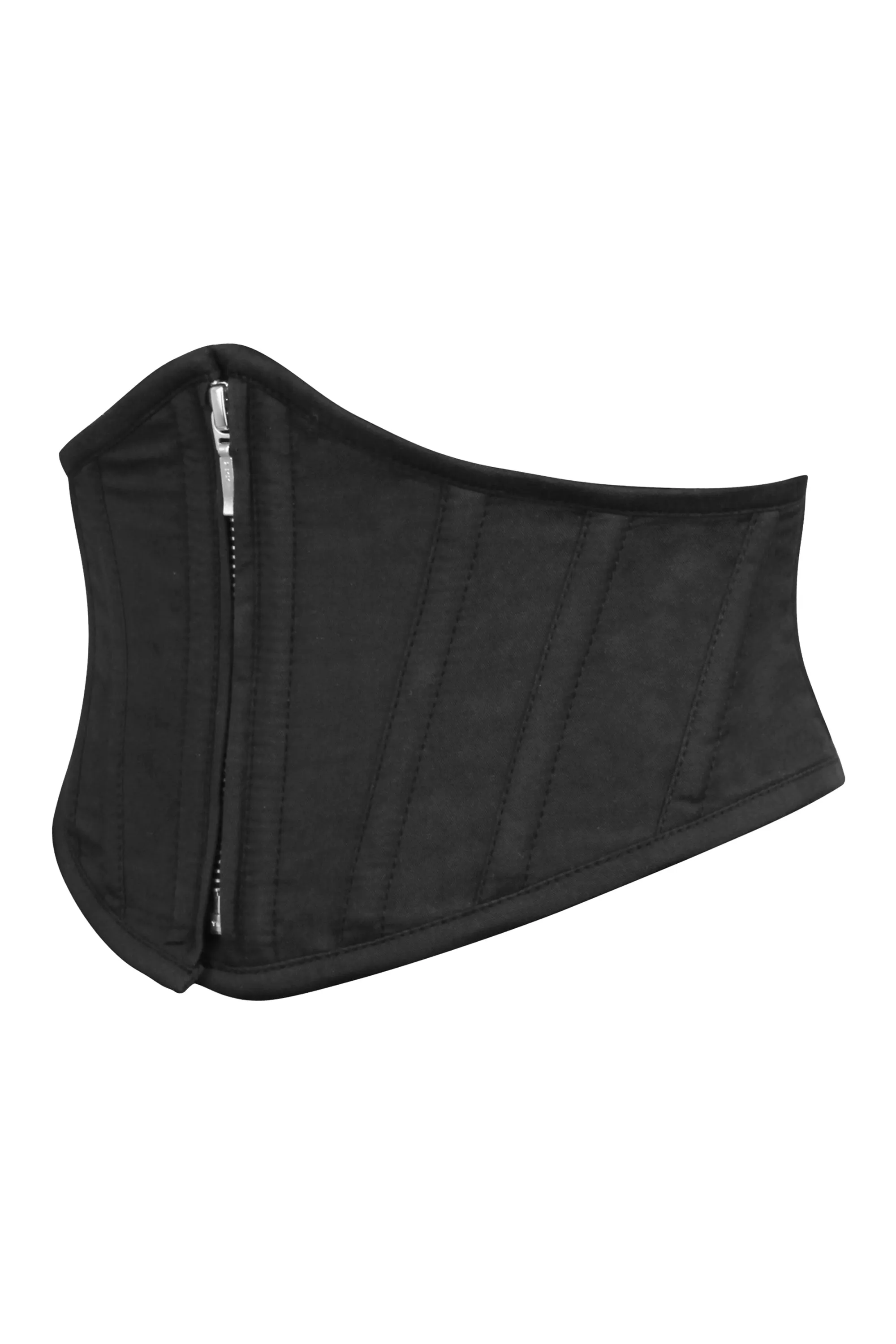 Iris Black Cotton Waspie Belt with Zip Front
